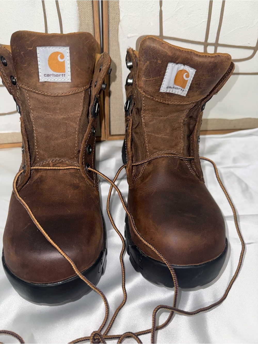 Carhartt Brown Lace-Up Leather Work Boots